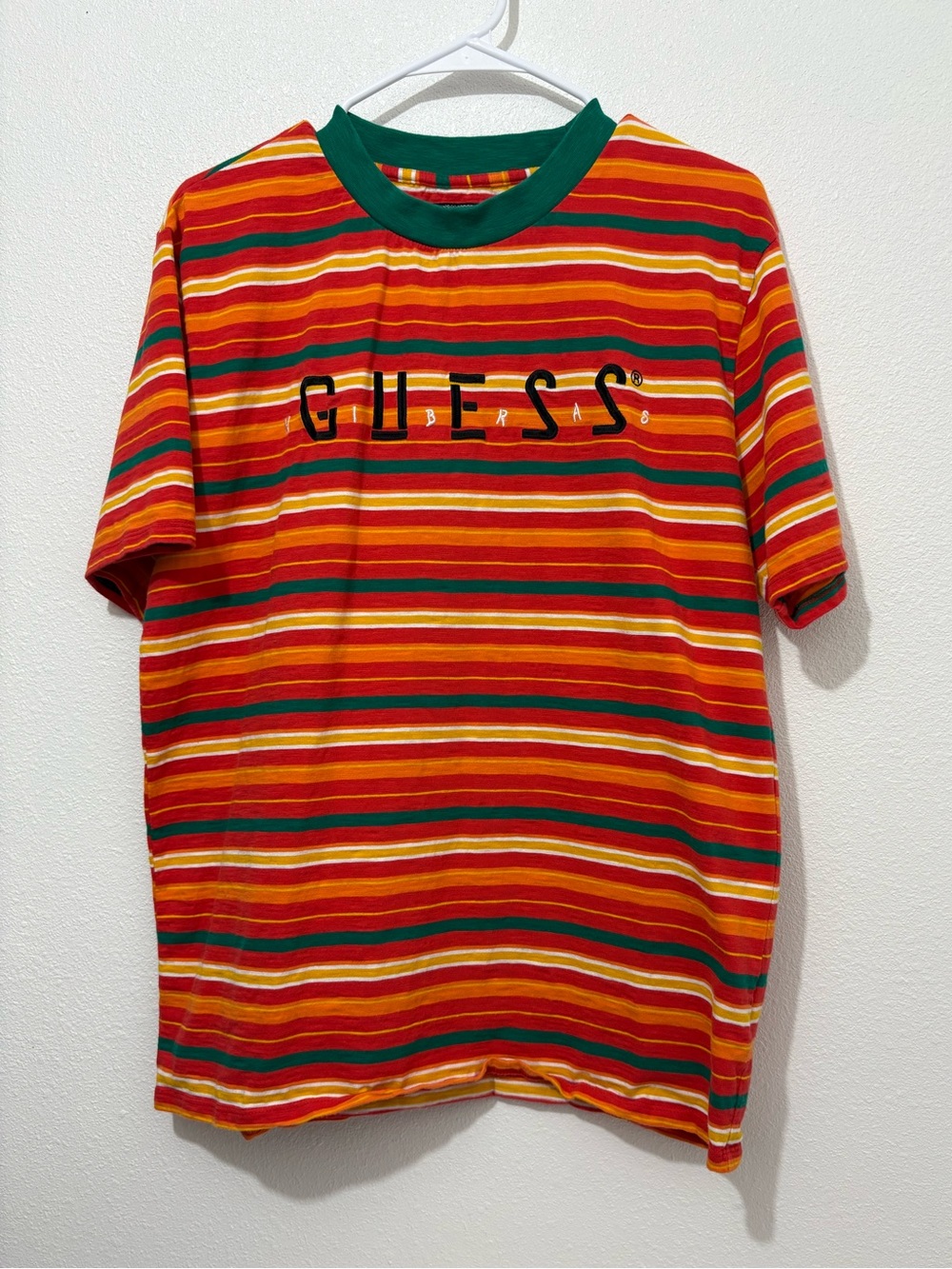 Guess J. Balvin Shirt Men's Colorful Short Sleeve Vibras Album Tee Striped Small